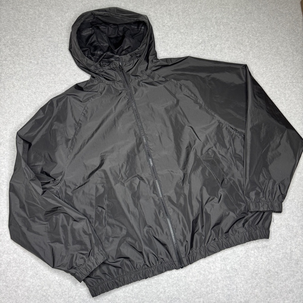 H&M Windbreaker Jacket Adult XL Black Hooded Windproof Coat Unisex Lightweight